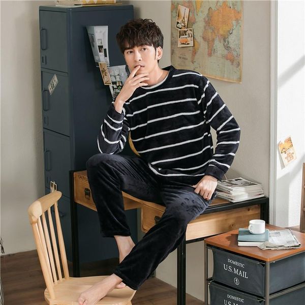 casual flannel 2 pcs pajamas sets winter warm mens pyjamas sleep suit long sleeve pants lingerie o-neck sleepwear homewear, Black;brown
casual flannel 2 pcs pajamas sets winter warm mens pyjamas sleep suit long sleeve pants lingerie o-neck sleepwear homewear, Black;brown