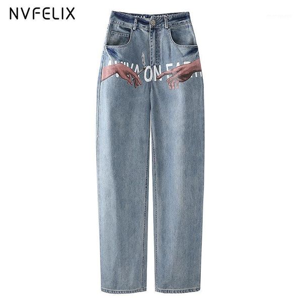 women's jeans high waist women's autumn korean version was thin and ins tide letter printing loose wide leg straight pants1, Blue
women's jeans high waist women's autumn korean version was thin and ins tide letter printing loose wide leg straight pants1, Blue