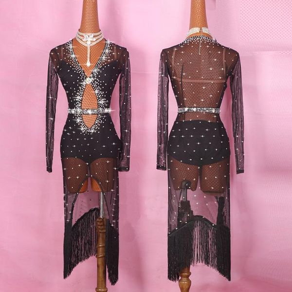 women shining crystals latin dance dress professional costume for fringe samba costume colorful lady ballroom competition, Black;red
women shining crystals latin dance dress professional costume for fringe samba costume colorful lady ballroom competition, Black;red