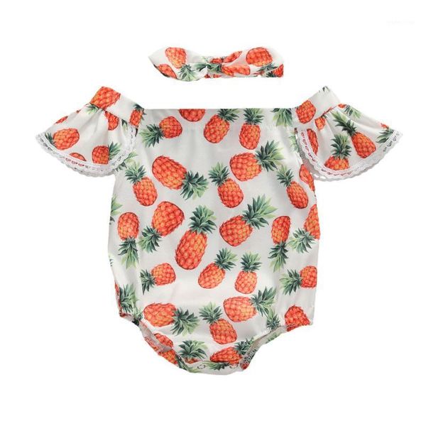 2020 lovely newborn baby girls summer romper, cute pineapple printed lace short sleeve bodysuit with bow headband1, Blue
2020 lovely newborn baby girls summer romper, cute pineapple printed lace short sleeve bodysuit with bow headband1, Blue