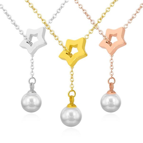 star pendants simulated pearl necklaces for women trendy gold color love chain necklace titanium steel bijoux gift 2020 new, Silver
star pendants simulated pearl necklaces for women trendy gold color love chain necklace titanium steel bijoux gift 2020 new, Silver
