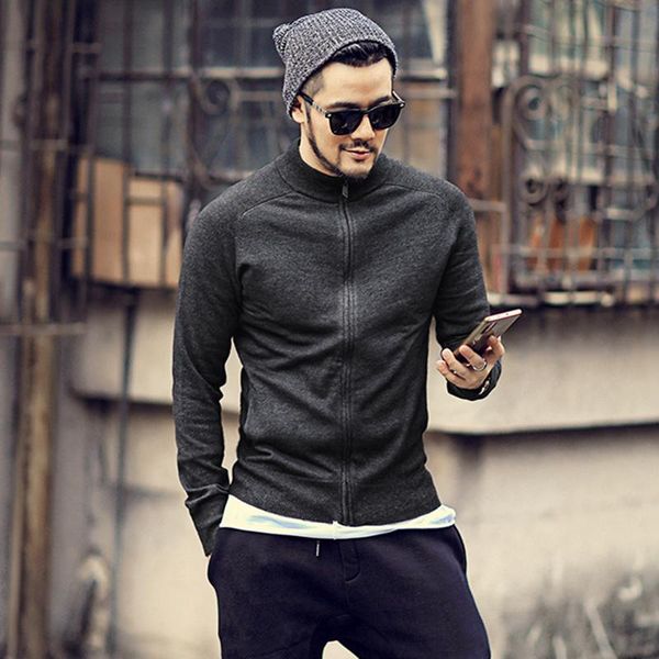 men's sweaters mens designers autumn winter black stand collar zipper cardigan sweater elastic slim fitting j799, White;black
men's sweaters mens designers autumn winter black stand collar zipper cardigan sweater elastic slim fitting j799, White;black