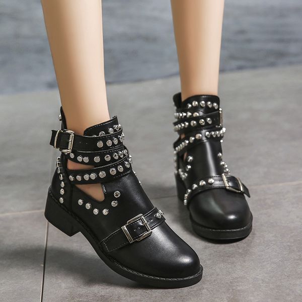 fashion rivet double ankle buckle for punk women platform motorcycle woman-size leather boots from chunky plutonium shoes, Black
fashion rivet double ankle buckle for punk women platform motorcycle woman-size leather boots from chunky plutonium shoes, Black