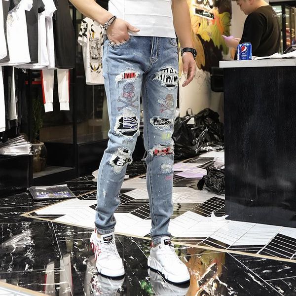 men's 2020 autumn fashion cool drilling skull printing lining hole slim fit pants pants jeans fashion1, Blue
men's 2020 autumn fashion cool drilling skull printing lining hole slim fit pants pants jeans fashion1, Blue