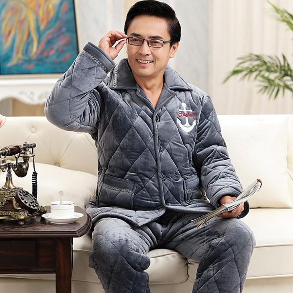 pajamas men's winter quilted thickened father coral fleece three-layer quilted jacket can be worn outside for the elderly 20201, Black;brown
pajamas men's winter quilted thickened father coral fleece three-layer quilted jacket can be worn outside for the elderly 20201, Black;brown