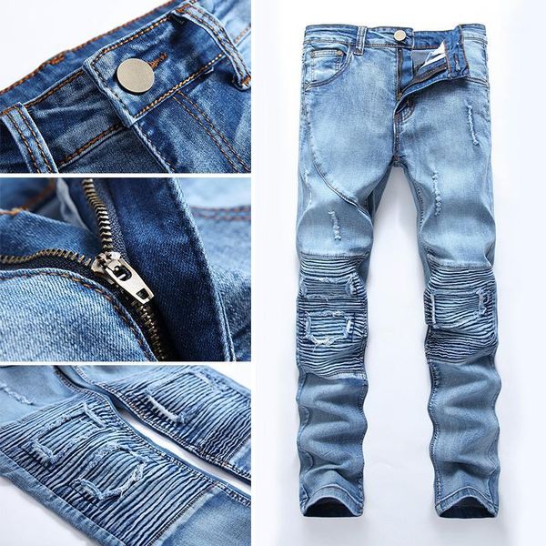 high elasticity light color skinny pants 1pcs new men's high street hole jeans men's street jeans with holes zipper1, Blue
high elasticity light color skinny pants 1pcs new men's high street hole jeans men's street jeans with holes zipper1, Blue