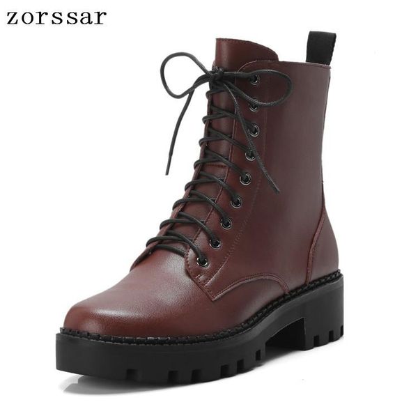 boots {zorssar} 2021 winter women low heel platform short genuine leather lace up ankle motorcycle female booties, Black
boots {zorssar} 2021 winter women low heel platform short genuine leather lace up ankle motorcycle female booties, Black