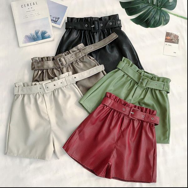 2021 high waist pu leather shorts women sashes wide leg shorts punk style autumn winter casual loose short feminino, White;black
2021 high waist pu leather shorts women sashes wide leg shorts punk style autumn winter casual loose short feminino, White;black