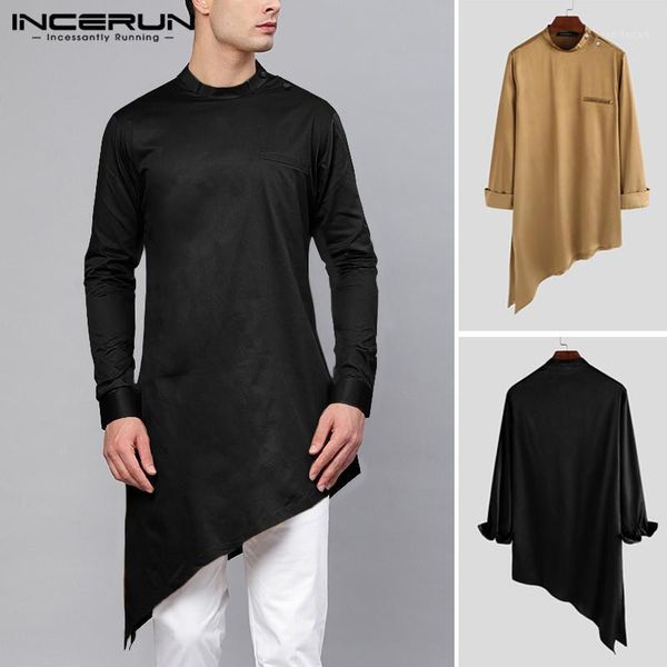men's casual shirts vintage men clothes stand collar solid irregular hem long retro sleeve muslim kaftan incerun s-5xl1, White;black
men's casual shirts vintage men clothes stand collar solid irregular hem long retro sleeve muslim kaftan incerun s-5xl1, White;black