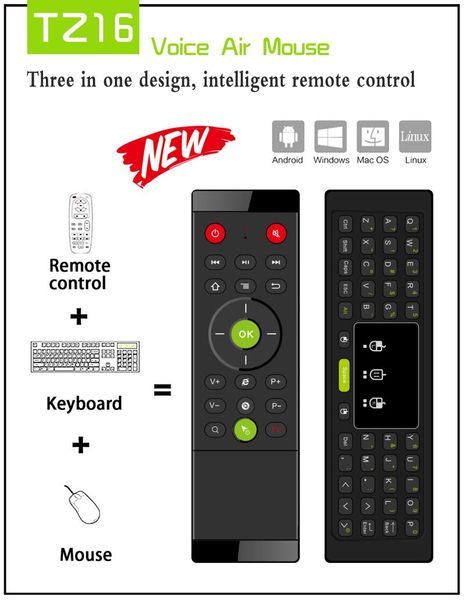 2.4g air mouse tz16 wireless keyboard double-side touchpad handheld remote control ir learning sensor gyro for android tv box
2.4g air mouse tz16 wireless keyboard double-side touchpad handheld remote control ir learning sensor gyro for android tv box