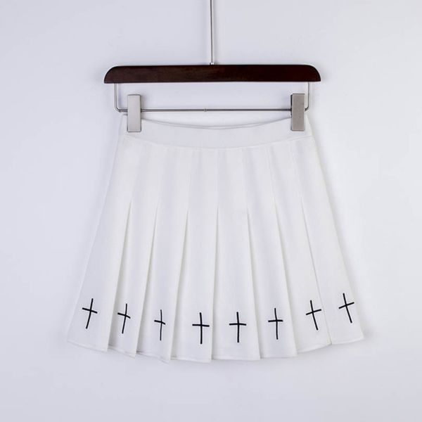 girls punk cross embroidery skirts summer pleated women high waist gothic mini skirts cross female black white skirt q1209
girls punk cross embroidery skirts summer pleated women high waist gothic mini skirts cross female black white skirt q1209