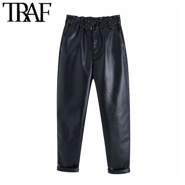 traf women vintage stylish faux leather high waisted harem pants fashion elastic paperbag waist pockets female pu ankle trousers 201031, Black;white
traf women vintage stylish faux leather high waisted harem pants fashion elastic paperbag waist pockets female pu ankle trousers 201031, Black;white