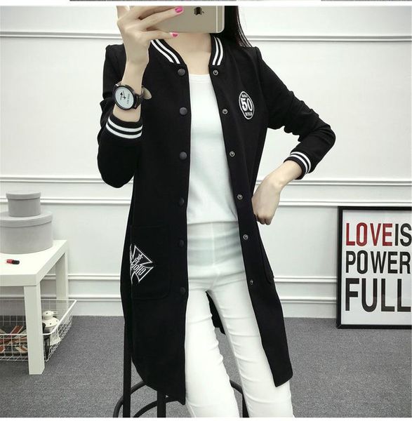 women's jackets 2021 spring casual long section of the round neck jacket, Black;brown
women's jackets 2021 spring casual long section of the round neck jacket, Black;brown