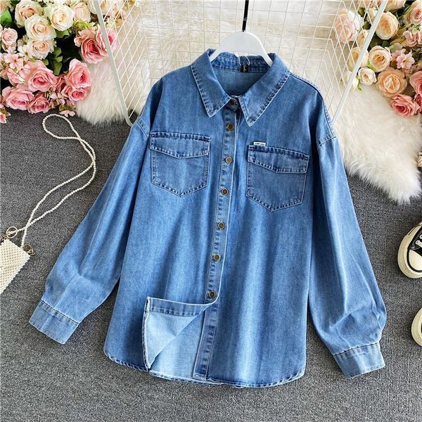 spring and autumn new korean style retro denim shirt women's long sleeve loose graceful shirt jacket fashion1, White
spring and autumn new korean style retro denim shirt women's long sleeve loose graceful shirt jacket fashion1, White