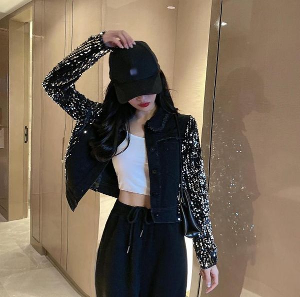 sequined casual short denim jacket women autumn new loose top, Black;brown
sequined casual short denim jacket women autumn new loose top, Black;brown
