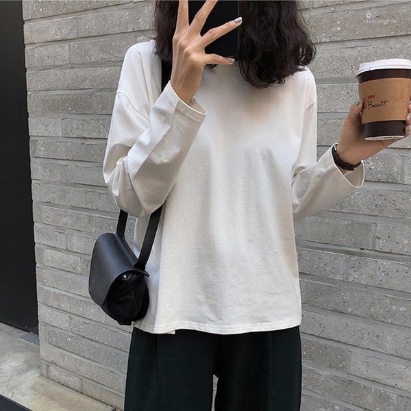 women's t-shirt winter women's solid casual long-sleeved warm all-match white 2021 college stylewith a loose korean long sleeve1
women's t-shirt winter women's solid casual long-sleeved warm all-match white 2021 college stylewith a loose korean long sleeve1