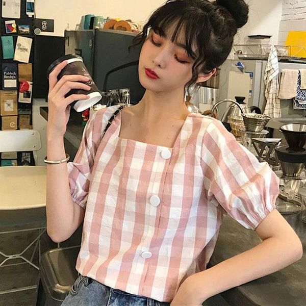 women's blouses & shirts summer loose casual plaid shirt women fashion buttons square collar short sleeve blouse blusa elegant lady 1, White
women's blouses & shirts summer loose casual plaid shirt women fashion buttons square collar short sleeve blouse blusa elegant lady 1, White