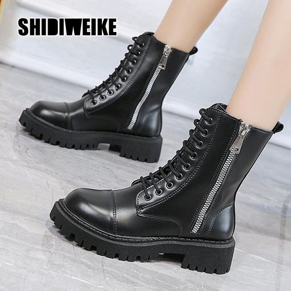style womens pu leather fashion ankle boots round head laces women's motorcycle boots womens shoes v314, Black
style womens pu leather fashion ankle boots round head laces women's motorcycle boots womens shoes v314, Black
