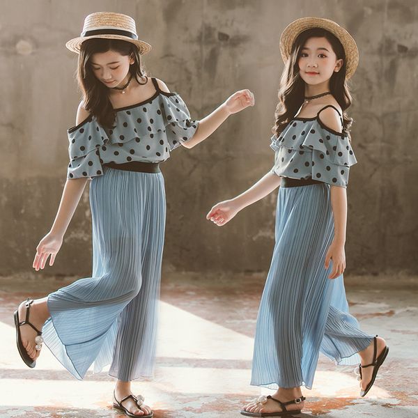 chiffon teen set summer clothes kids girls set polka dot blue big girl fashion outfit pants 2pcs set and loose pants suits t200707, White
chiffon teen set summer clothes kids girls set polka dot blue big girl fashion outfit pants 2pcs set and loose pants suits t200707, White
