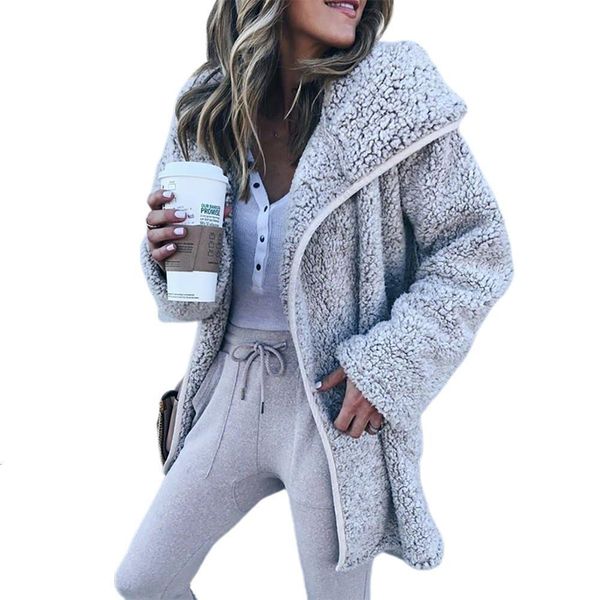 2020 women autumn winter solid color long sleeve faux fleece loose warm jacket coat womens clothing femme veste, Black;brown
2020 women autumn winter solid color long sleeve faux fleece loose warm jacket coat womens clothing femme veste, Black;brown