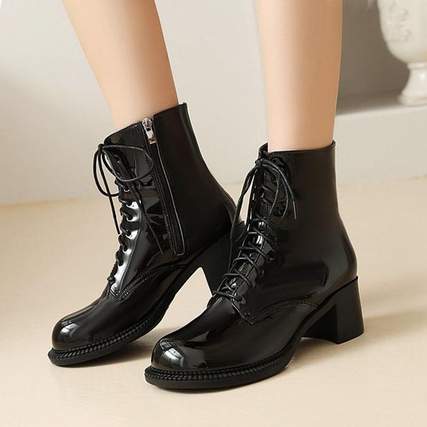 boots lace up short botas mujer nice fashion women high heels ankle black petent leather woman autumn zipper1
boots lace up short botas mujer nice fashion women high heels ankle black petent leather woman autumn zipper1