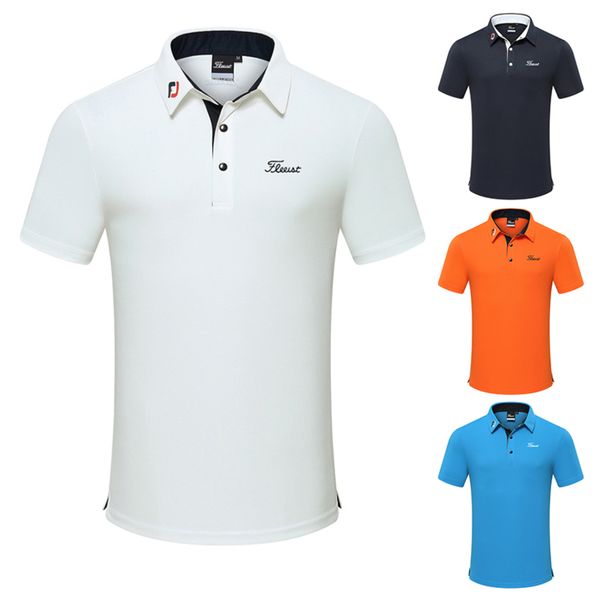Men's golf summer sportswear, short sved shirt, dry close fitting polo shirt., White;black