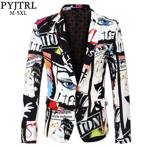 pyjtrl brand new tide mens fashion print blazer design plus size hip casual male slim fit suit jacket singer costume 201104, White;black
pyjtrl brand new tide mens fashion print blazer design plus size hip casual male slim fit suit jacket singer costume 201104, White;black