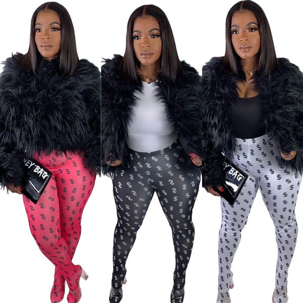 2021 spring womens designer pants fashion dollar print skinney long trousers slim multi color women clothes, Black;white
2021 spring womens designer pants fashion dollar print skinney long trousers slim multi color women clothes, Black;white