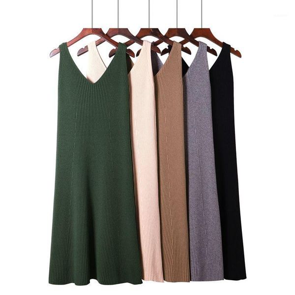 gigogou spaghetti strap v neck women sweater dress autumn knitted pullover sweater mid-calf long halter dress elasticity jumper1, Black;gray
gigogou spaghetti strap v neck women sweater dress autumn knitted pullover sweater mid-calf long halter dress elasticity jumper1, Black;gray