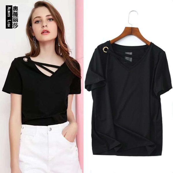 summer new v-neck fashion short sleeve mercerized silken cotton solid loose t-shirt, Black;gray
summer new v-neck fashion short sleeve mercerized silken cotton solid loose t-shirt, Black;gray