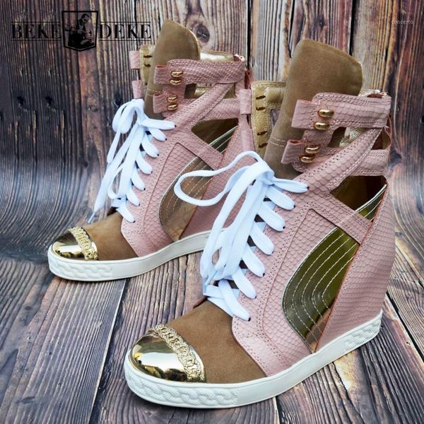 new women high hollow out ankle boots genuine leather wedges height increasing high heels sneakers patchwork metal toe boots1, Black
new women high hollow out ankle boots genuine leather wedges height increasing high heels sneakers patchwork metal toe boots1, Black