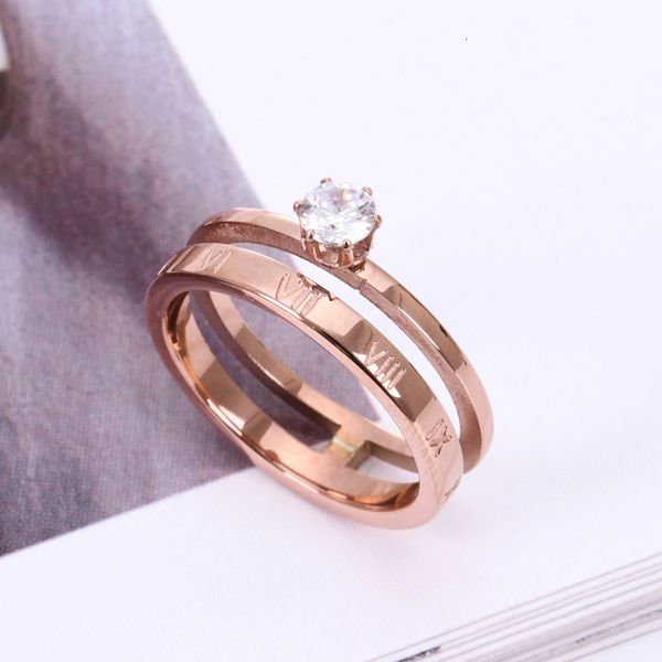 new wide cut roman numeral rose gold with diamond ring and diamond tail ring titanium steel versatile couple ring, Silver
new wide cut roman numeral rose gold with diamond ring and diamond tail ring titanium steel versatile couple ring, Silver