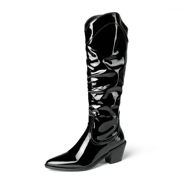 2021 new pu leather knee high boots square high heel fashion long boots pointed toe zipper women shoes big size 34-431, Black
2021 new pu leather knee high boots square high heel fashion long boots pointed toe zipper women shoes big size 34-431, Black