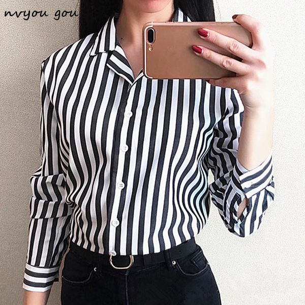 nvyou gou women stripe long sleeve chiffon button down blouse shirt office lady casual summer autumn plus size fashion lj200811, White
nvyou gou women stripe long sleeve chiffon button down blouse shirt office lady casual summer autumn plus size fashion lj200811, White