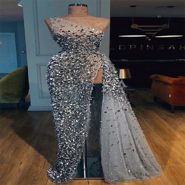 side split evening dresses luxury sequins beads one shoulder dubai party gowns modest robe de soiree custom made prom dress, Black;red
side split evening dresses luxury sequins beads one shoulder dubai party gowns modest robe de soiree custom made prom dress, Black;red