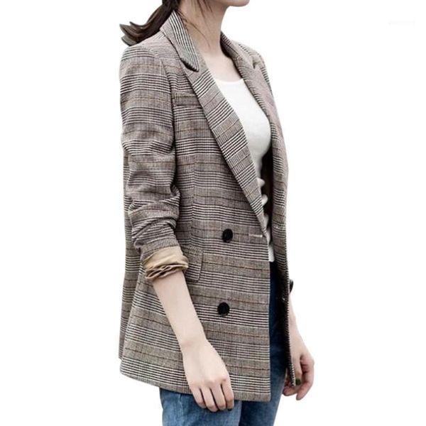 women's suits & blazers woman blazer plaid print full sleeve office lady notched button casual women decor1, White;black
women's suits & blazers woman blazer plaid print full sleeve office lady notched button casual women decor1, White;black