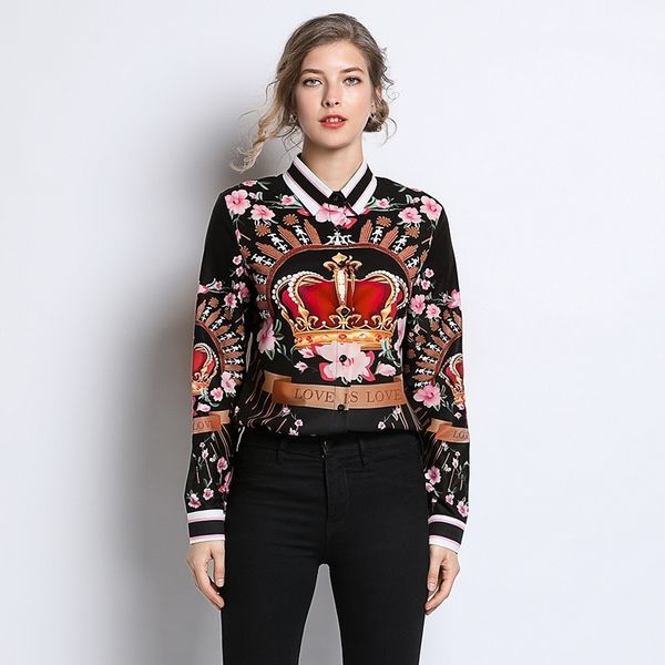 runway designer plus size blouses spring summer women's long sleeve vintage chiffon flower crown print shirt fashion y200622, White
runway designer plus size blouses spring summer women's long sleeve vintage chiffon flower crown print shirt fashion y200622, White