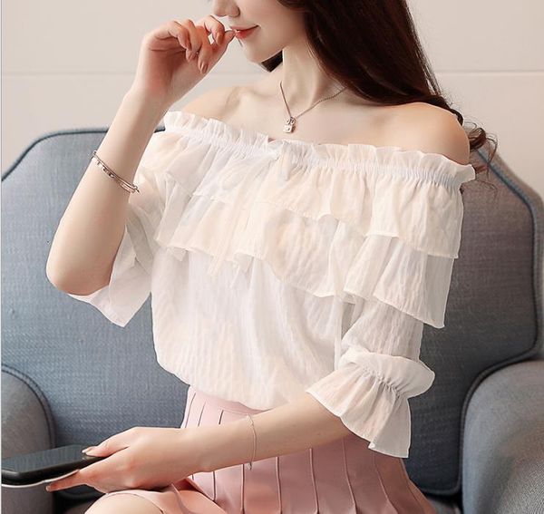 will see strapless short-over-the-shoulder collar trumpet chiffon shirt sleeve 4q4u, White
will see strapless short-over-the-shoulder collar trumpet chiffon shirt sleeve 4q4u, White