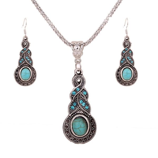 bohemian jewelry set retro pattern blue crystal turquoise necklace earrings female whoelsale, Silver
bohemian jewelry set retro pattern blue crystal turquoise necklace earrings female whoelsale, Silver
