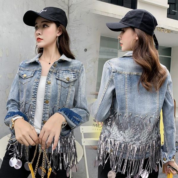 2020 fashion the new heavy work tassel sequin slim fit cowboy jacket ing, Black;brown
2020 fashion the new heavy work tassel sequin slim fit cowboy jacket ing, Black;brown