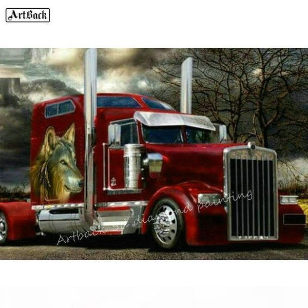 5d diamond painting truck picture full square car rhinestone mosaic cross-stitch truck wolf stick drill embroidery