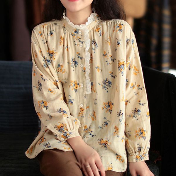 2021 new floral print shirts women blouse lace collar cotton yarn long sleeve lady female clothes spring autumn news oversized d94c, White
2021 new floral print shirts women blouse lace collar cotton yarn long sleeve lady female clothes spring autumn news oversized d94c, White