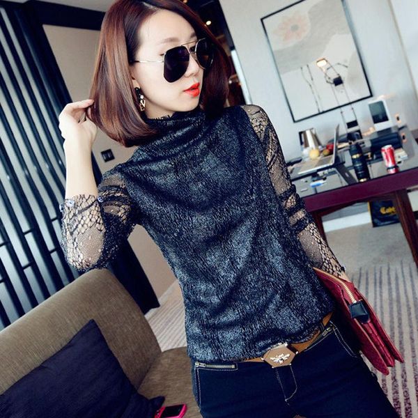 women's blouses & shirts 2021 women autumn hollow out long sleeve lace mesh blouse shirt female plus velvet all-match turtleneck z9, White
women's blouses & shirts 2021 women autumn hollow out long sleeve lace mesh blouse shirt female plus velvet all-match turtleneck z9, White