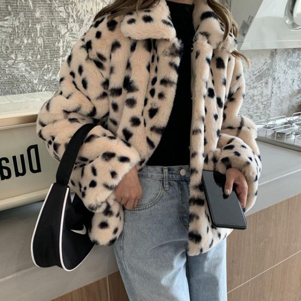 women's fur & faux autumn winter leopard print casual long sleeve coat streetwear lamb velvet warm short, Black
women's fur & faux autumn winter leopard print casual long sleeve coat streetwear lamb velvet warm short, Black