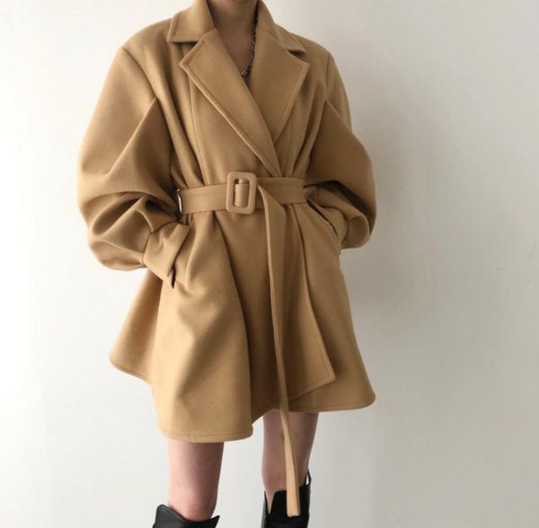 women's wool & blends 2021 fashion fall winter jacket suit tie lapel belt lantern sleeve with cotton warm coat coats for women, Black
women's wool & blends 2021 fashion fall winter jacket suit tie lapel belt lantern sleeve with cotton warm coat coats for women, Black