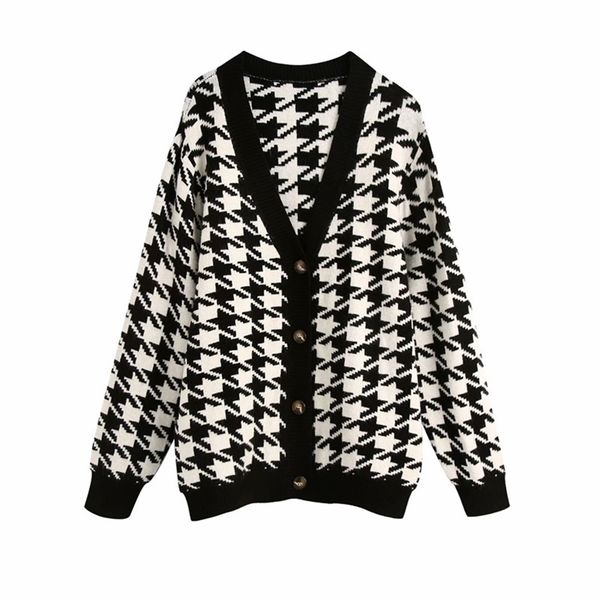 evfer women autumn casual houndstooth black knitted cardigans sweater laides fashion v-neck long sleeve plaid sweaters chic 201224, White;black
evfer women autumn casual houndstooth black knitted cardigans sweater laides fashion v-neck long sleeve plaid sweaters chic 201224, White;black