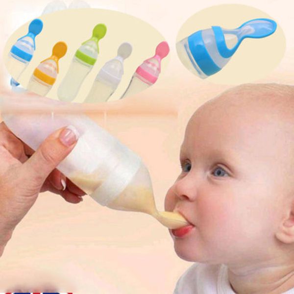 90ml lovely safety infant baby silicone feeding with spoon feeder food rice cereal bottle for gift
90ml lovely safety infant baby silicone feeding with spoon feeder food rice cereal bottle for gift