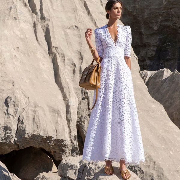 2021 new spring decoy v oco soluble flower in short-sleeve water party thin white temperament dress uks0, Black;gray 
2021 new spring decoy v oco soluble flower in short-sleeve water party thin white temperament dress uks0, Black;gray