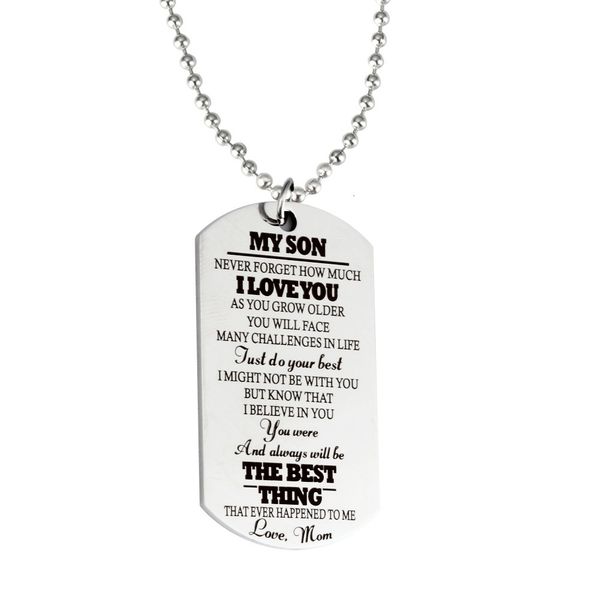 to my son daughter love mom family jewelry charm keychain keyring pendant necklace stainless steel military dog tags gifts, Silver
to my son daughter love mom family jewelry charm keychain keyring pendant necklace stainless steel military dog tags gifts, Silver