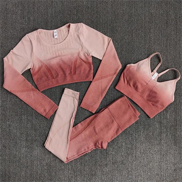 yoga outfits gradient set seamless tracksuit sport bra padded gyms long sleeve crop fitness high waist leggings women shirt pants, White;red
yoga outfits gradient set seamless tracksuit sport bra padded gyms long sleeve crop fitness high waist leggings women shirt pants, White;red